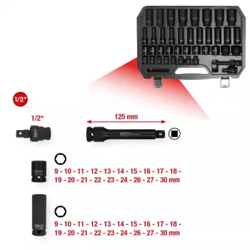 Veržliarakčių komplektas KS Tools 515.0065 1/2 colio pavara 40 galvučių 8 kg