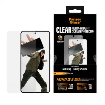 Apsauginis stiklas PanzerGlass Samsung New Galaxy S2026 Ultra – itin plati PET plėvelė, FASTFIT, permatoma