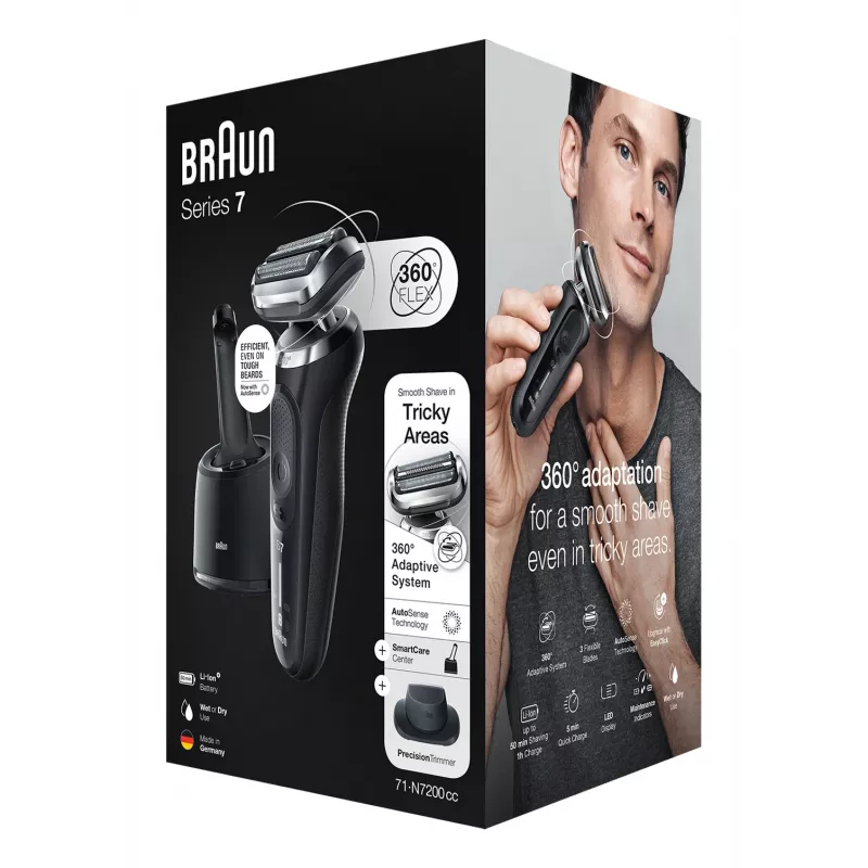 Braun Series 7 71-N7200cc skutimosi aparatas su folija, juodas