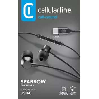 Cellularline SPARROW Stereo į ausis įstatomos ausinės su mikrofonu ir nuotolinio valdymo pulteliu