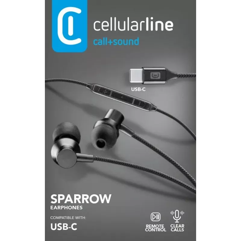 Cellularline SPARROW Stereo į ausis įstatomos ausinės su mikrofonu ir nuotolinio valdymo pulteliu