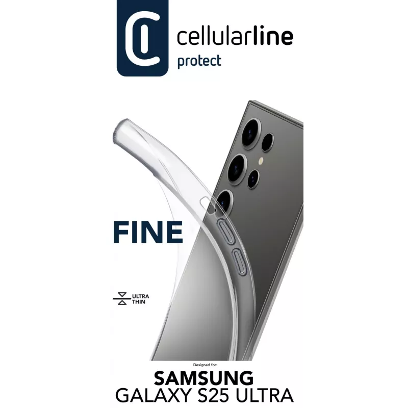 Cellularline Fine dėklas Samsung Galaxy S25 Ultra – skaidrus, itin plonas