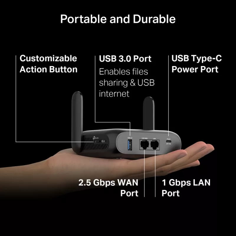 TP-Link BE3600 Wi-Fi 7 belaidis maršrutizatorius 2.5 Gigabit Ethernet dviejų juostų (2,4 GHz / 5 GHz) Juodas