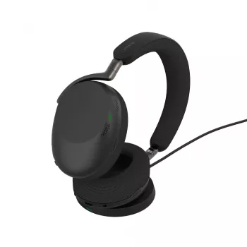 Jabra Evolve3 85 ausinės su mikrofonu, laidinės ir belaidės, ant galvos, skirtos skambučiams ir muzikai, USB Type-C, Bluetooth, juodos spalvos