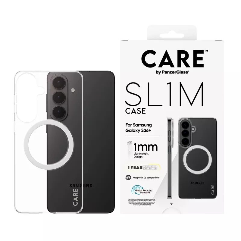 PanzerGlass CARE™ SL1M Skaidrus Apsauginis Dėklas su Qi Samsung Galaxy S26+ (6,7 colio)