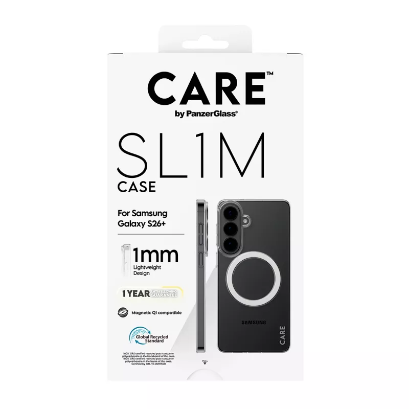PanzerGlass CARE™ SL1M Skaidrus Apsauginis Dėklas su Qi Samsung Galaxy S26+ (6,7 colio)