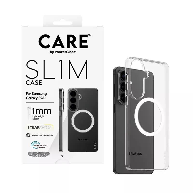 PanzerGlass CARE™ SL1M Skaidrus Apsauginis Dėklas su Qi Samsung Galaxy S26+ (6,7 colio)