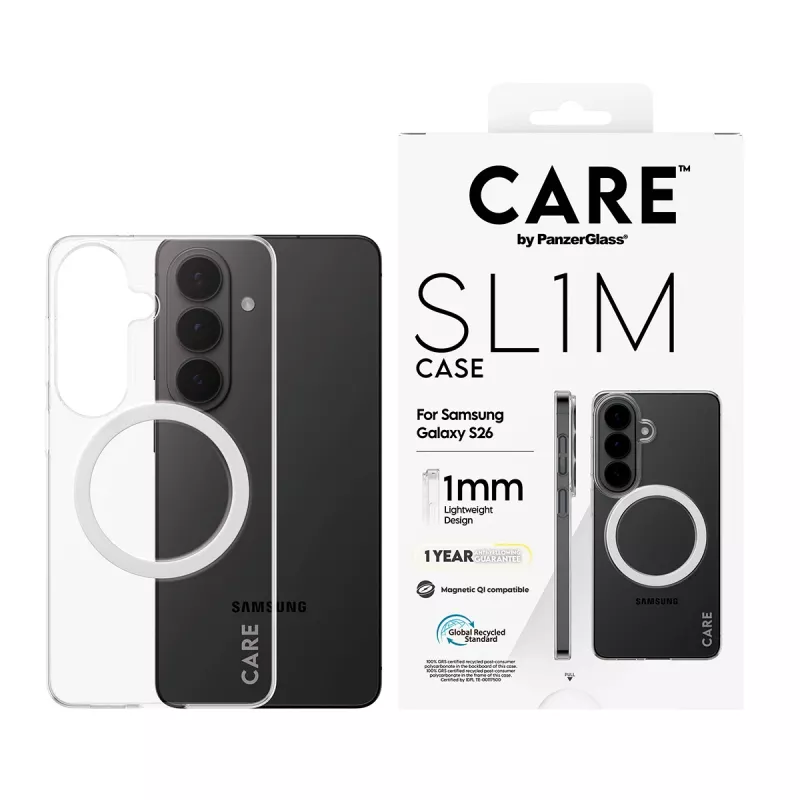 PanzerGlass CARE™ SL1M Skaidrus Dėklas su Qi Samsung Galaxy S26, tinka iki 16 cm (6,3 colio) ekranui