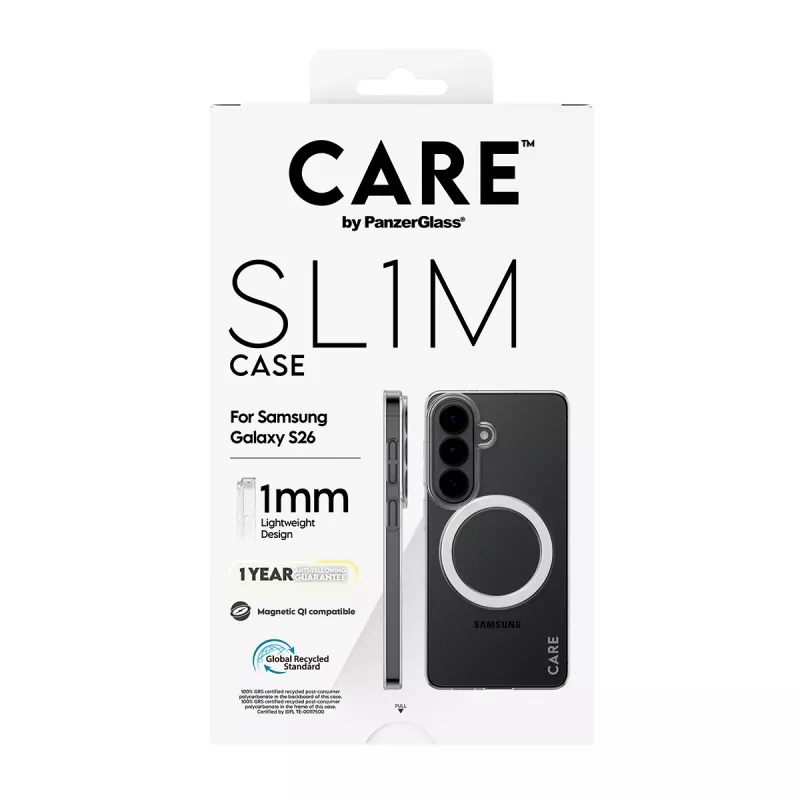 PanzerGlass CARE™ SL1M Skaidrus Dėklas su Qi Samsung Galaxy S26, tinka iki 16 cm (6,3 colio) ekranui