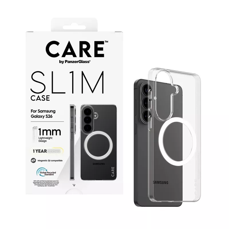 PanzerGlass CARE™ SL1M Skaidrus Dėklas su Qi Samsung Galaxy S26, tinka iki 16 cm (6,3 colio) ekranui