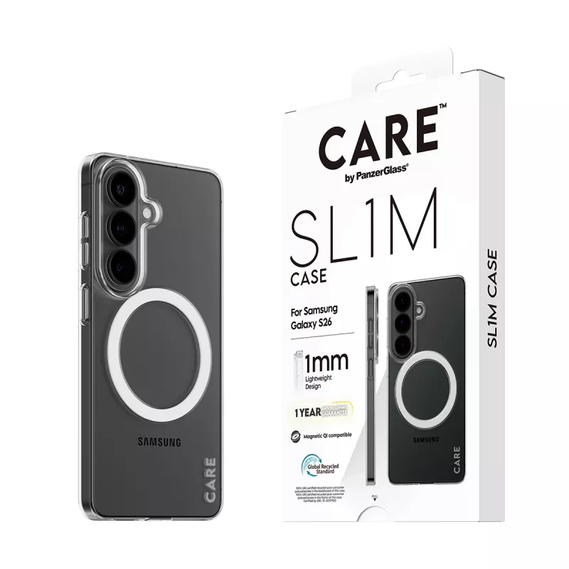 PanzerGlass CARE™ SL1M Skaidrus Dėklas su Qi Samsung Galaxy S26, tinka iki 16 cm (6,3 colio) ekranui