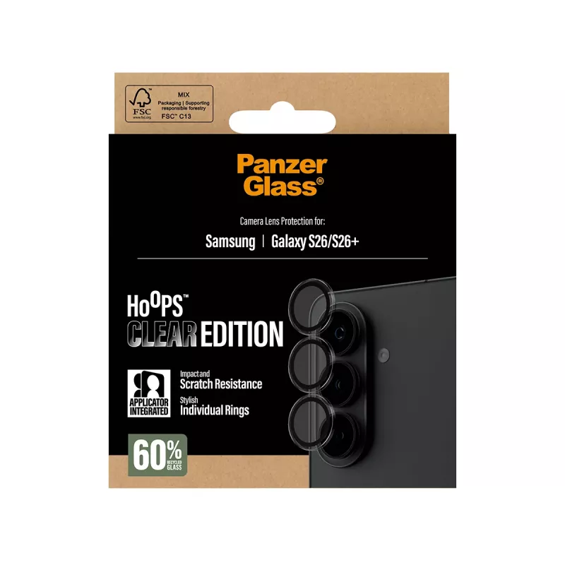 PanzerGlass Hoops skaidrus fotoaparato objektyvo apsauginis stikliukas, skirtas Samsung Galaxy S26 / S26+ (PG88885)