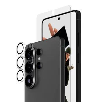 Apsauginių plėvelių rinkinys PanzerGlass Hoops 2-in-1, skirtas Samsung Galaxy S26 Ultra – grūdintas stiklas + PET, permatomas, itin platus dengimas