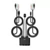 Lindy 2 prievadų HDMI 18G, USB Type C, USB 2.0 ir garso KVM jungiklis su integruotais kabeliais