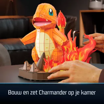 4D Build Pokémon Charmander 3D modelio rinkinys – Kanto pirmųjų partnerių kolekcija, 241 detalė, nuo 12 metų