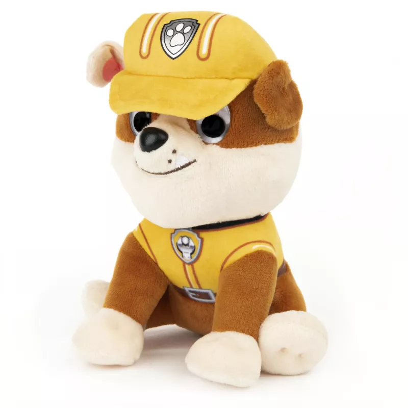 PAMinkštas žaislas PAW Patrol GUND Rubble su statybininko uniforma, 6 colių