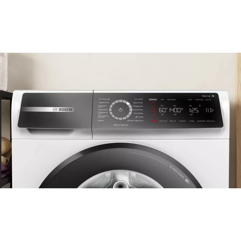 Bosch Serie 8 WGB244040 skalbimo mašina, priekinis pakrovimas, 9 kg, 1257 aps./min., balta