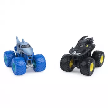 Monster Jam oficialūs Batman vs. Megalodon liejiniai sunkvežimiai, 1:64, žaislai berniukams nuo 3 metų