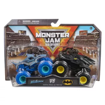 Monster Jam oficialūs Batman vs. Megalodon liejiniai sunkvežimiai, 1:64, žaislai berniukams nuo 3 metų