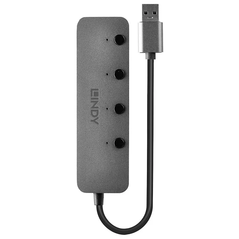 Lindy 4 prievadų USB 3.0 šakotuvas su įjungimo/išjungimo mygtukais