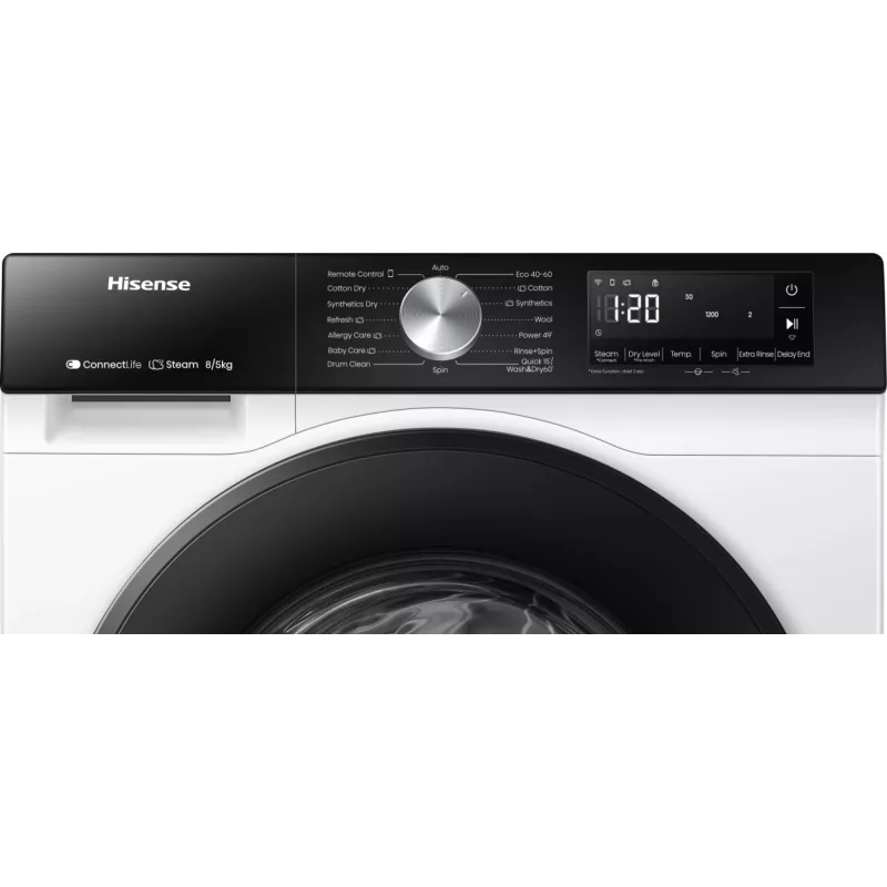 Skalbimo džiovintuvas Hisense WD3S8043BW3, laisvai pastatomas, baltas