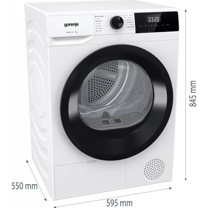 Gorenje DHNE83 džiovinimo mašina Laisvai pastatoma Priekinis pakrovimas 8 kg Balta