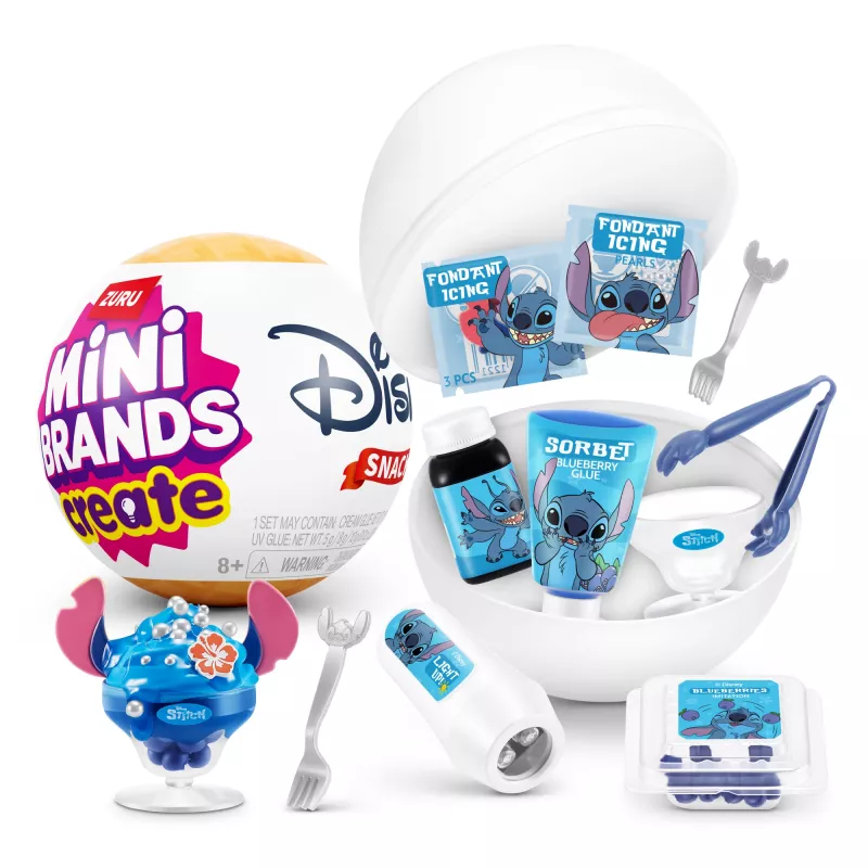 Mini Brands Create Disney Snacks 1 serijos kapsulė, virtuvės rinkinys, 8 m., baterijos įtrauktos, LR44, įvairiaspalvis
