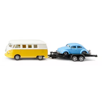 Automobilių modelių rinkinys Siku VW T1 su priekaba ir VW Beetle, surinktas 1:50, 42×200×51 mm