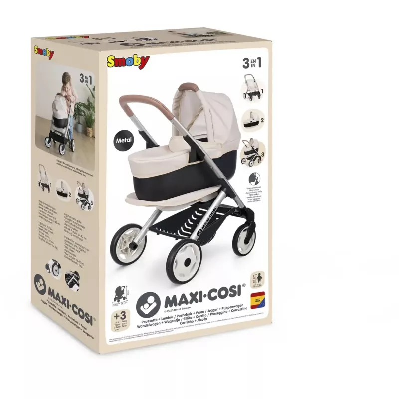 Lėlių vežimėlis 3 viename Simba-Dickie Smoby Maxi-Cosi smėlio spalvos