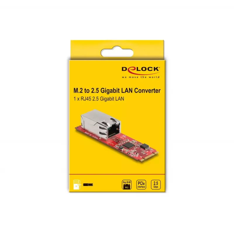 DeLOCK Converter M.2 Key B+M (vyriškas) į RJ45 2,5 Gigabit LAN prievadas