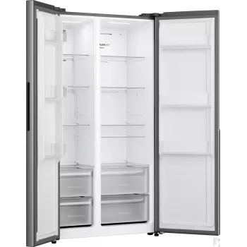Šaldytuvas su šaldikliu Gorenje NRS917E41X SI, American door, pilkas, 2 durys, jutiklinis, LED