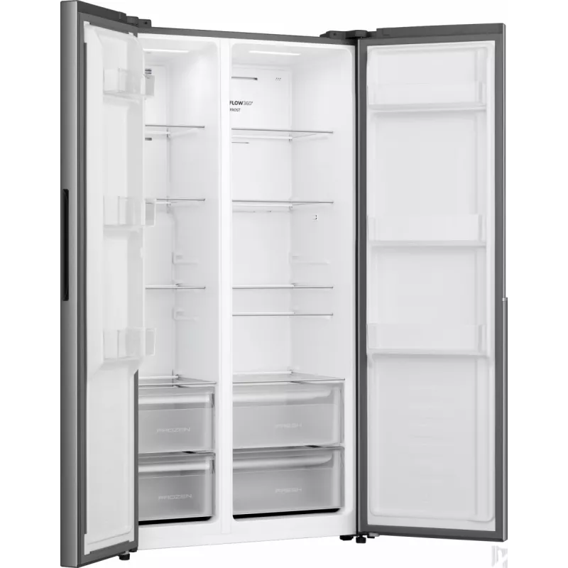 Šaldytuvas su šaldikliu Gorenje NRS917E41X SI, American door, pilkas, 2 durys, jutiklinis, LED