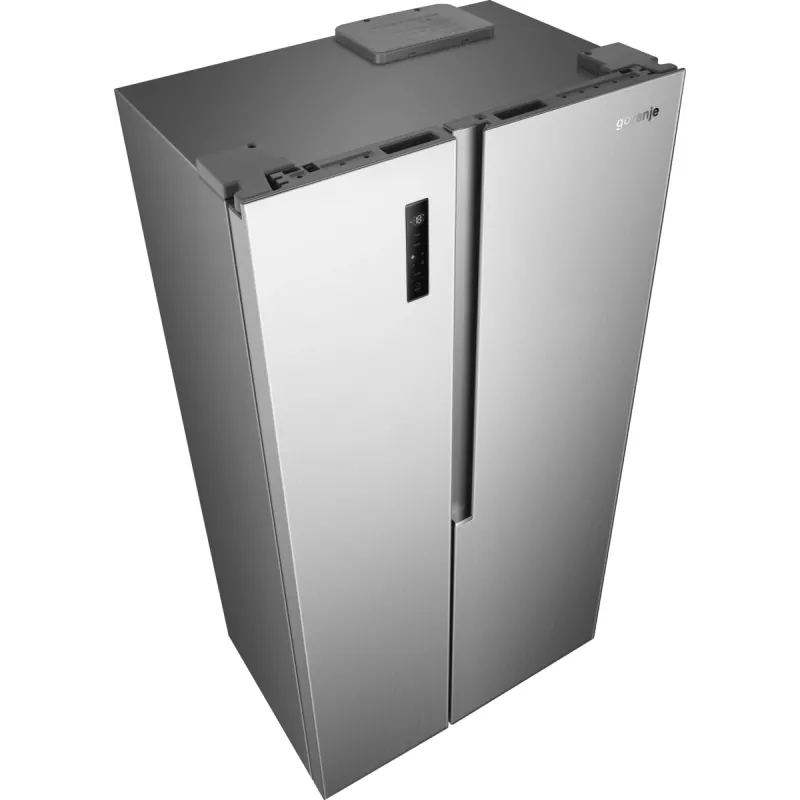 Šaldytuvas su šaldikliu Gorenje NRS917E41X SI, American door, pilkas, 2 durys, jutiklinis, LED