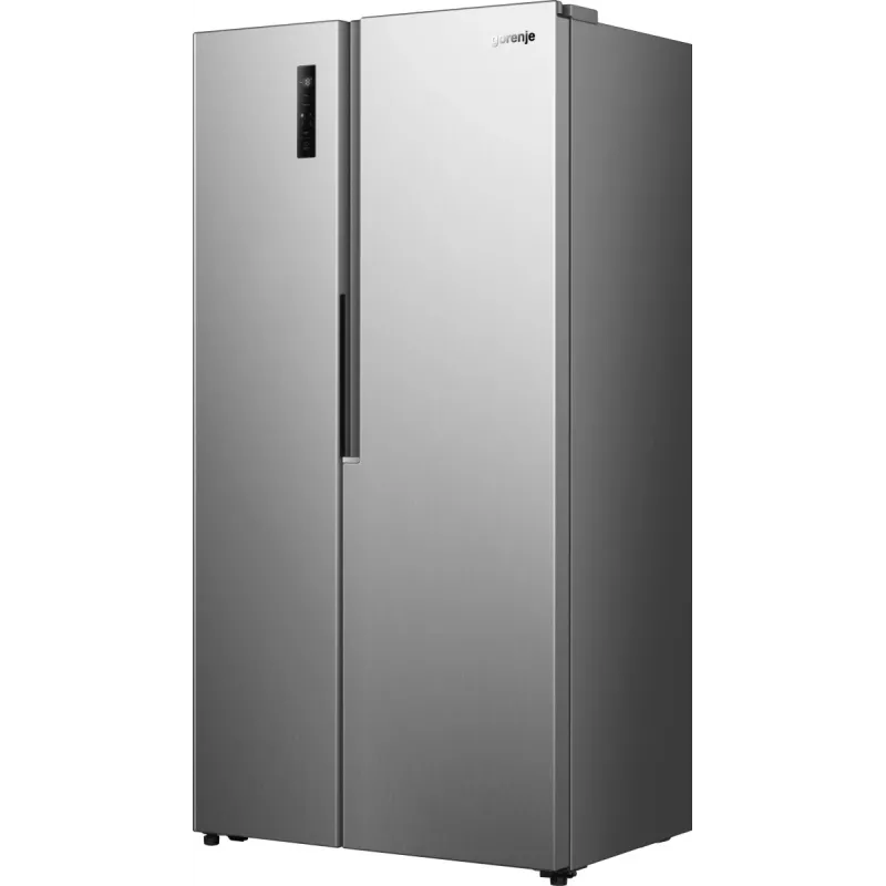 Šaldytuvas su šaldikliu Gorenje NRS917E41X SI, American door, pilkas, 2 durys, jutiklinis, LED