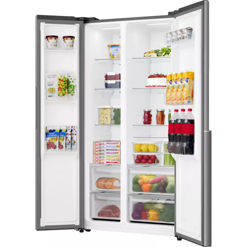 Šaldytuvas su šaldikliu Gorenje NRS917E41X SI, American door, pilkas, 2 durys, jutiklinis, LED