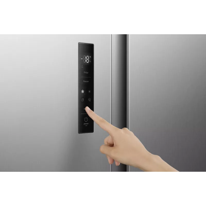 Šaldytuvas su šaldikliu Gorenje NRS917E41X SI, American door, pilkas, 2 durys, jutiklinis, LED