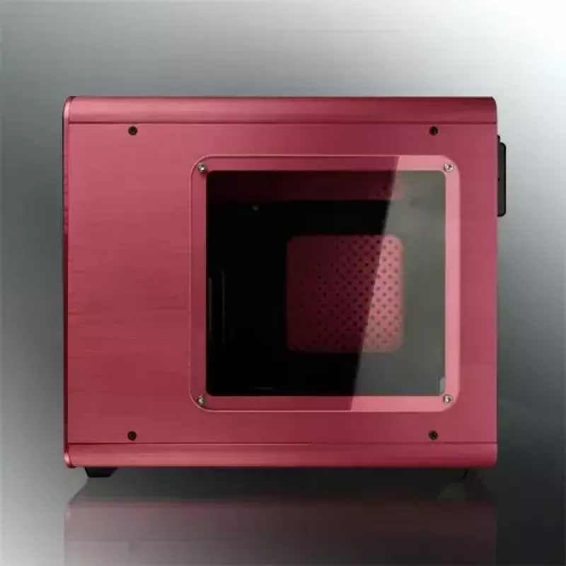 RAIJINTEK METIS PLUS Mini bokštinis kompiuterio korpusas raudonas — Mini-ITX, 1x 3,5 colio vieta, 4x 2,5 colio vietos, 120 mm ventiliatoriai