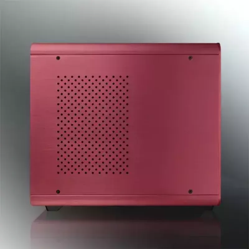 RAIJINTEK METIS PLUS Mini bokštinis kompiuterio korpusas raudonas — Mini-ITX, 1x 3,5 colio vieta, 4x 2,5 colio vietos, 120 mm ventiliatoriai
