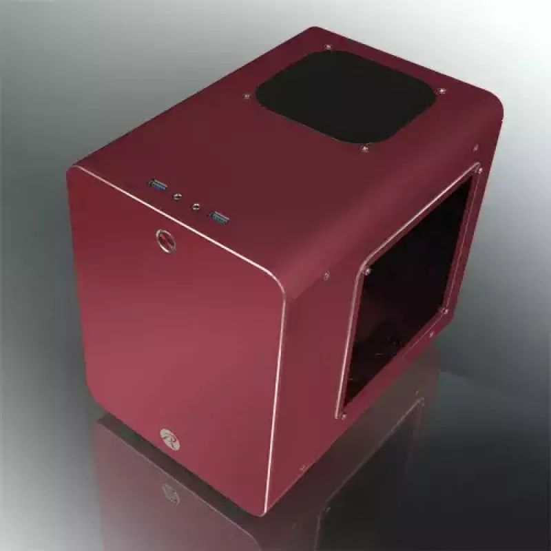 RAIJINTEK METIS PLUS Mini bokštinis kompiuterio korpusas raudonas — Mini-ITX, 1x 3,5 colio vieta, 4x 2,5 colio vietos, 120 mm ventiliatoriai