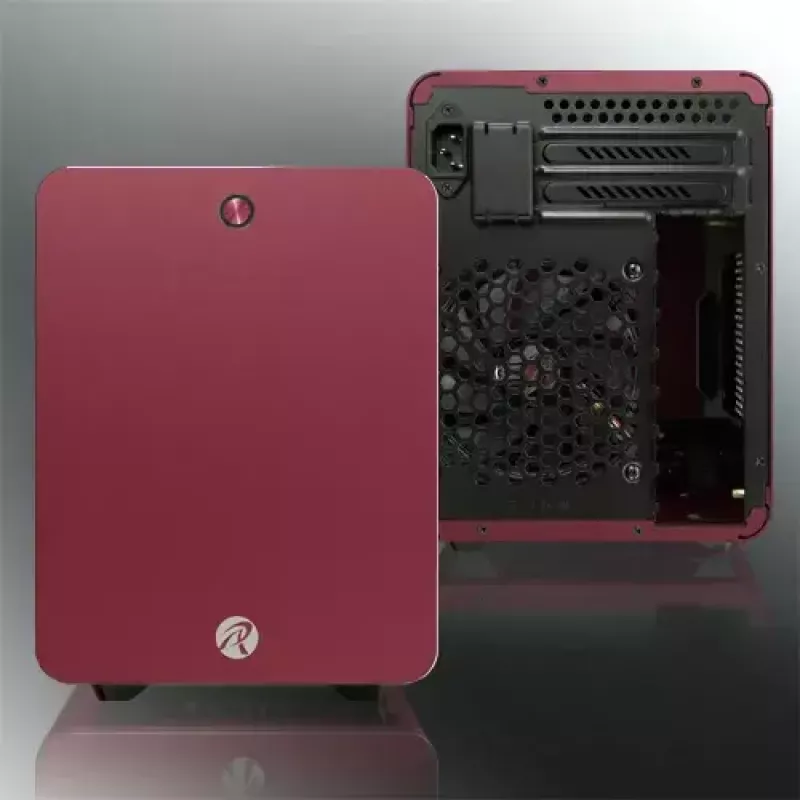 RAIJINTEK METIS PLUS Mini bokštinis kompiuterio korpusas raudonas — Mini-ITX, 1x 3,5 colio vieta, 4x 2,5 colio vietos, 120 mm ventiliatoriai