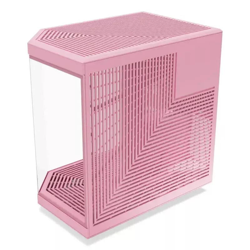 HYTE Y70 Milk Midi Tower PC korpusas, rožinis – palaiko 120/140 mm ventiliatorius, 2,5 colio ir 3,5 colio diskus, maitinimo šaltinį apačioje, 320×470×470 mm