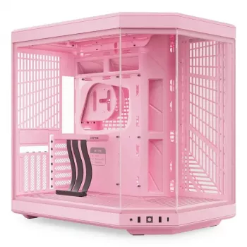 HYTE Y70 Milk Midi Tower PC korpusas, rožinis – palaiko 120/140 mm ventiliatorius, 2,5 colio ir 3,5 colio diskus, maitinimo šaltinį apačioje, 320×470×470 mm