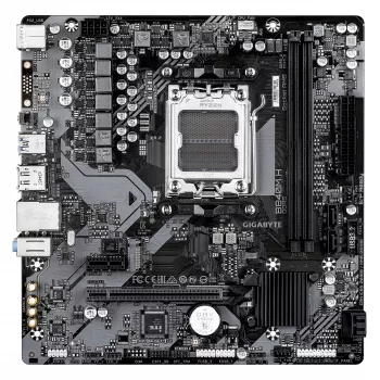 GIGABYTE B840M H pagrindinė plokštė - AMD Ryzen 9000 procesoriams, 5+2+2 fazių VRM, iki 7200MHz DDR5 (OC), 1xPCIe 4.0 M.2, 1GbE LAN, USB 3.2 Gen 1
