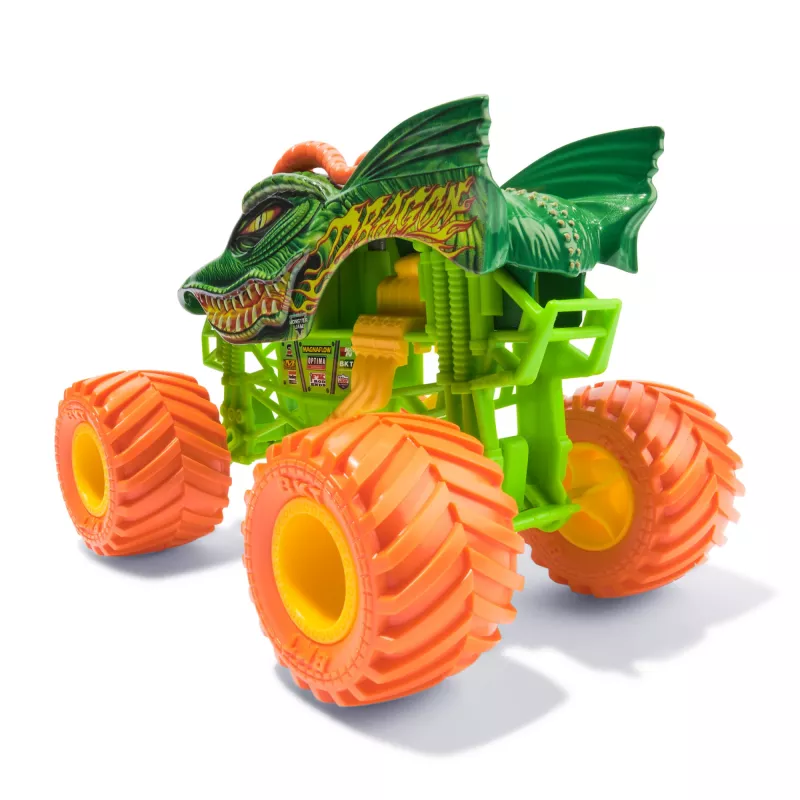 Monster Jam oficialus Drakono monstrų sunkvežimis, kolekcinis liejimo modelis, 1:24 mastelis, žaislas vaikams nuo 3 metų