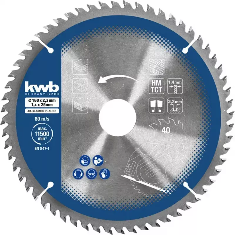 Pjūklelių diskų rinkinys Einhell-KWB 584795, Ø165 mm, anga 20 mm, 3 vnt., skirtas medžio drožlių plokštėms, kietmedžiui, fanerai, plastikui, spygliuočiams