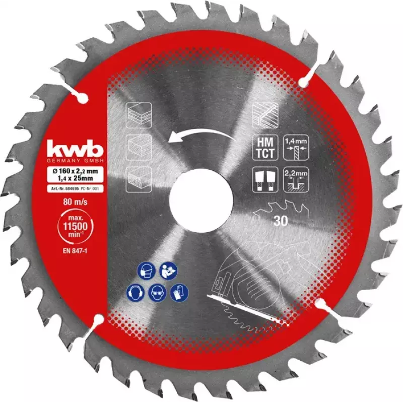 Pjūklelių diskų rinkinys Einhell-KWB 584795, Ø165 mm, anga 20 mm, 3 vnt., skirtas medžio drožlių plokštėms, kietmedžiui, fanerai, plastikui, spygliuočiams