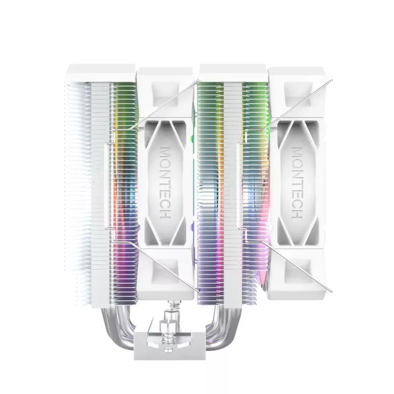 Oro aušintuvas procesoriui Montech NX600 ARGB 120 mm ventiliatorius, Baltas, 800–2000 RPM, hidrodinaminis guolis, palaiko AM4/AM5/LGA115x/1200/1700