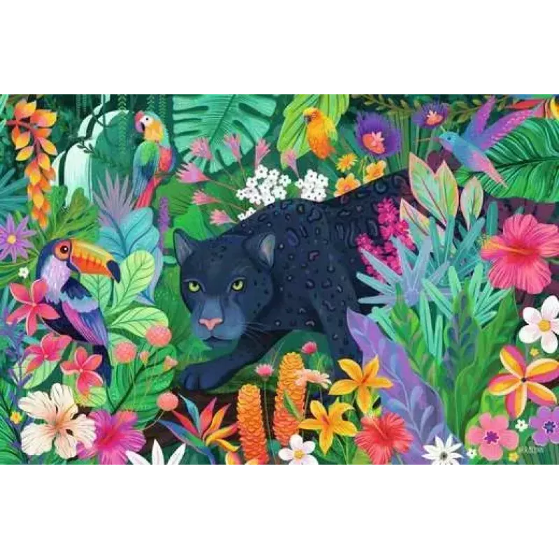 Dėlionė Ravensburger Panther in the Blooming Jungle – 3000 dalių, didelio formato laisvalaikio dėlionė