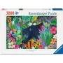 Dėlionė Ravensburger Panther in the Blooming Jungle – 3000 dalių, didelio formato laisvalaikio dėlionė