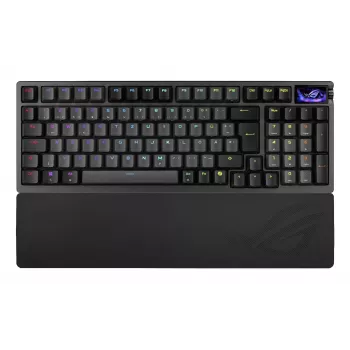 Mechaninė žaidimų klaviatūra ASUS ROG Azoth 96 HE – 96 % QWERTZ, USB + RF belaidis + Bluetooth, magnetiniai-mechaniniai jungikliai, RGB, juoda